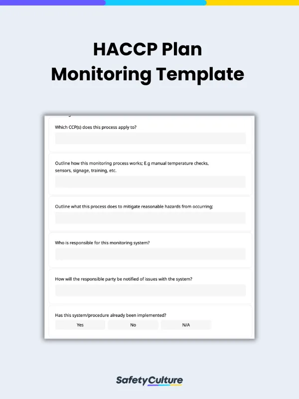 HACCP Plan Monitoring Template