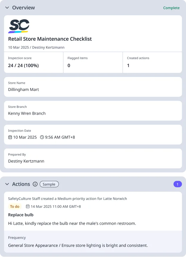 Retail Store Maintenance Checklist Template