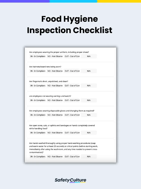 Food Hygiene Inspection Checklist