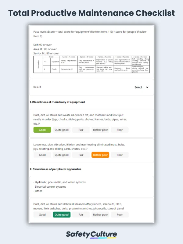 Total Productive Maintenance Checklist