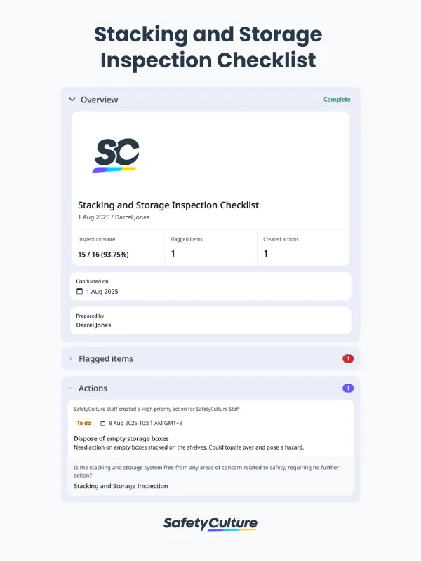 Stacking and Storage Inspection Checklist