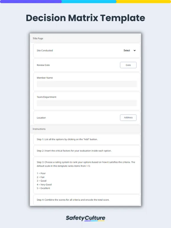 Basic Decision Matrix Template