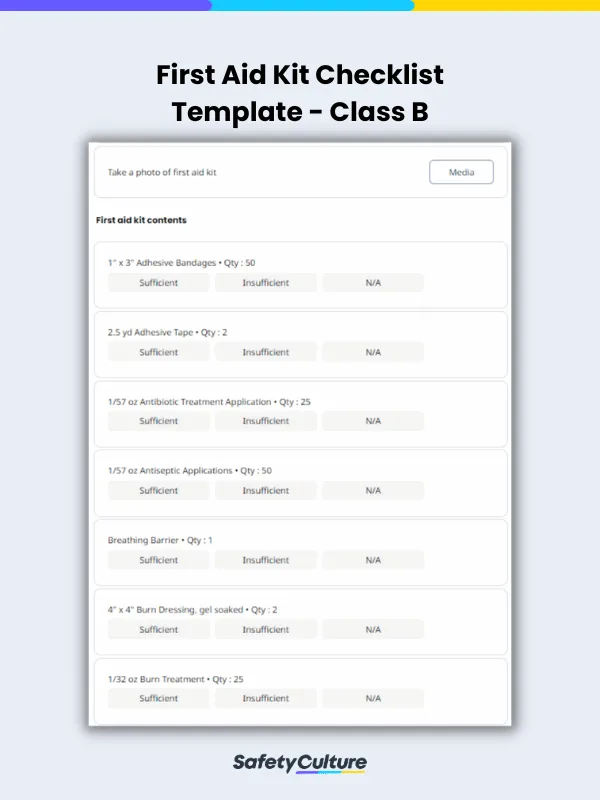 First Aid Kit Checklist Template