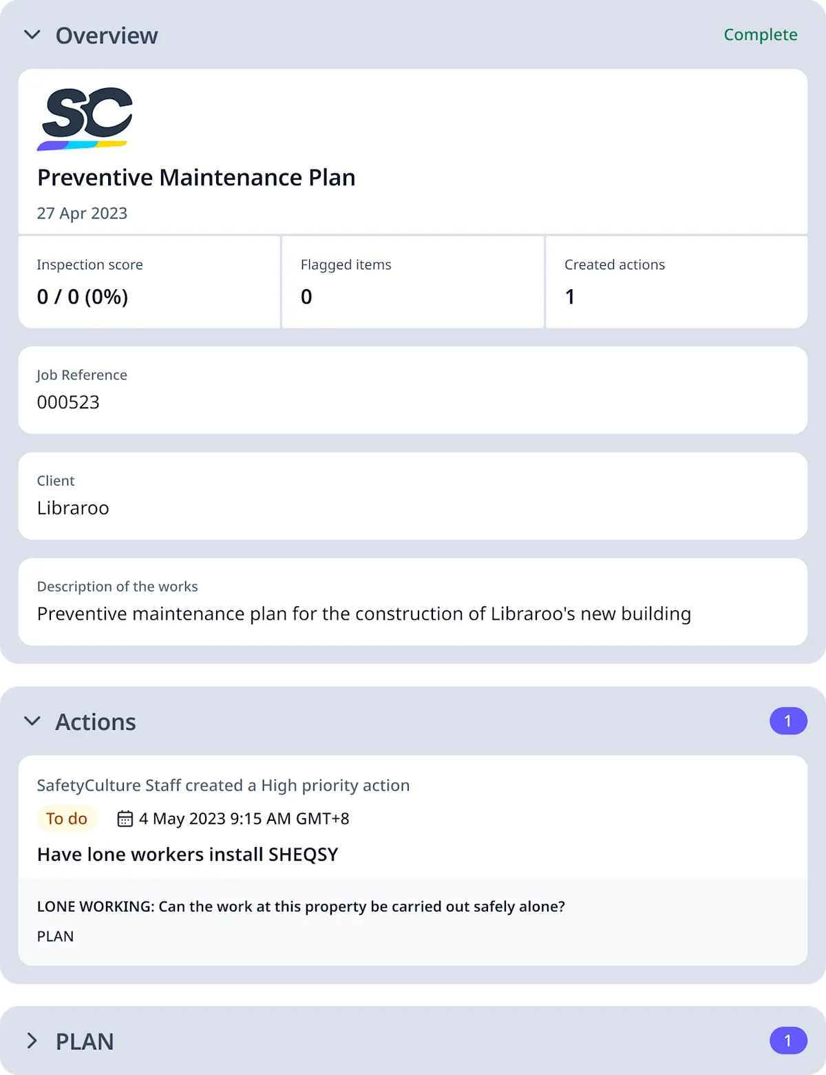 Preventive Maintenance Plan