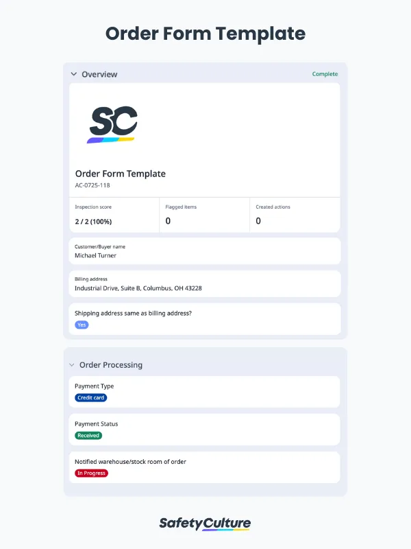 Order Form Template