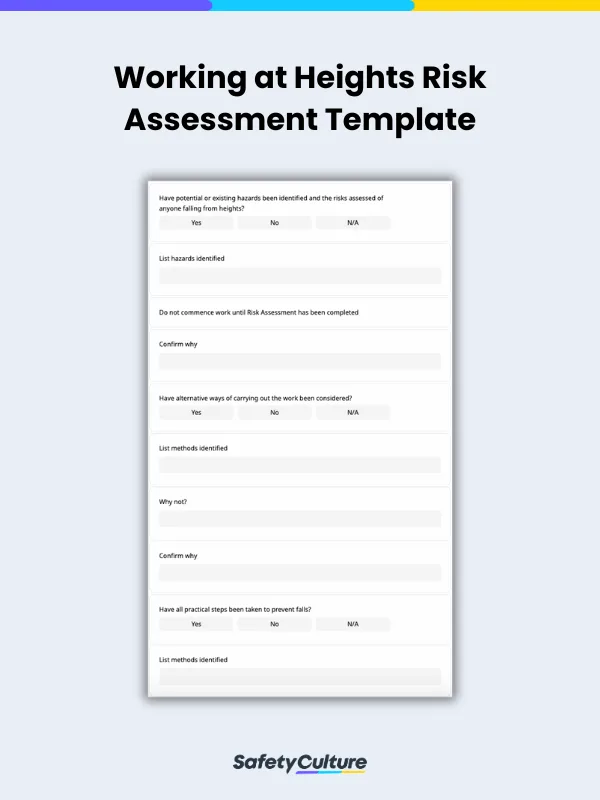 Working at Heights Risk Assessment Template