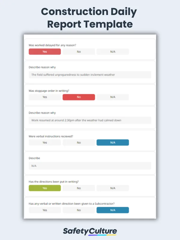 Construction Daily Report Template
