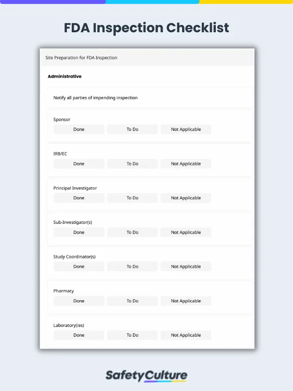 Free FDA Inspection Checklist | PDF | SafetyCulture