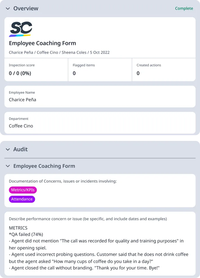 Employee Coaching Form Template
