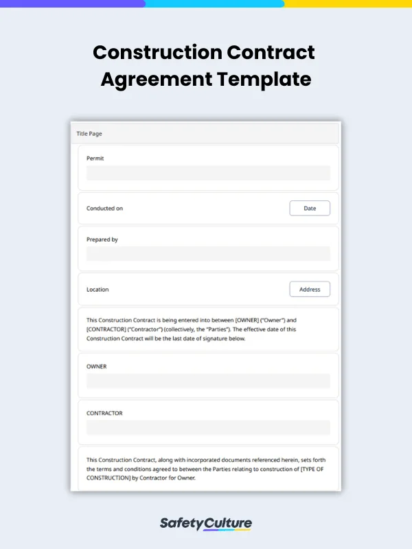 construction contract agreement template