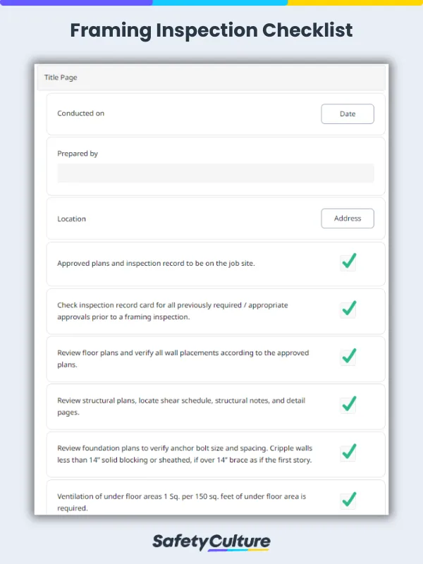 Framing Inspection Checklist