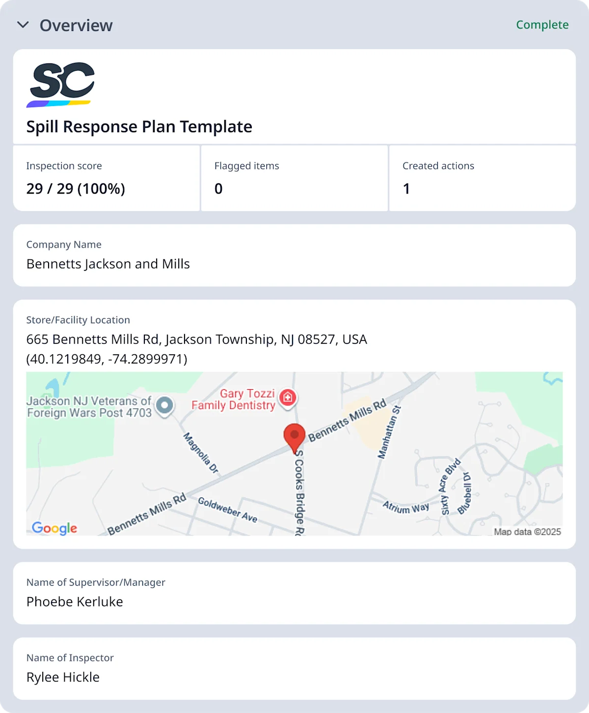 Spill Response Plan Template