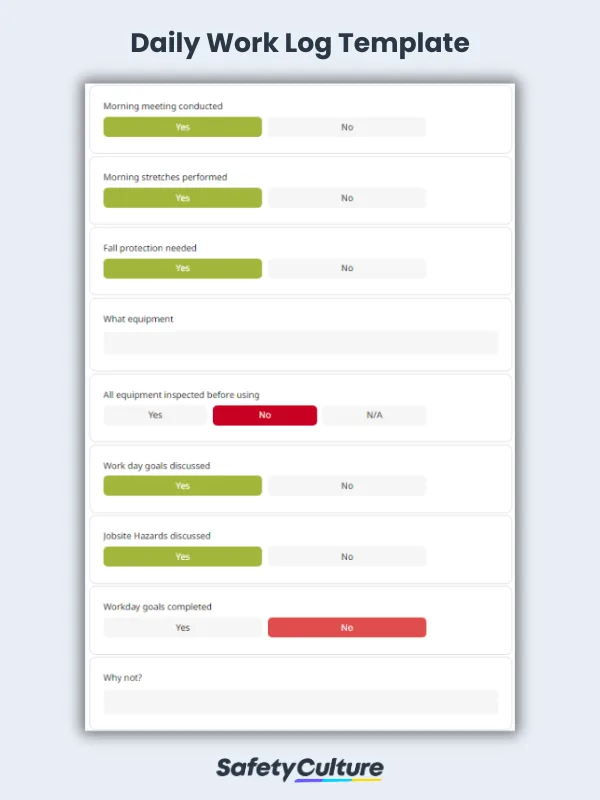daily work log template