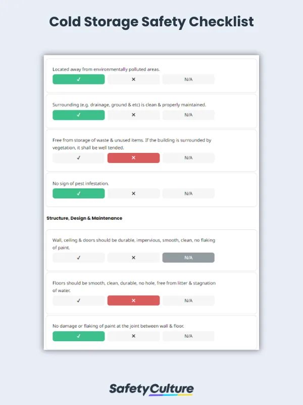 Cold Storage Safety Checklist | SafetyCulture