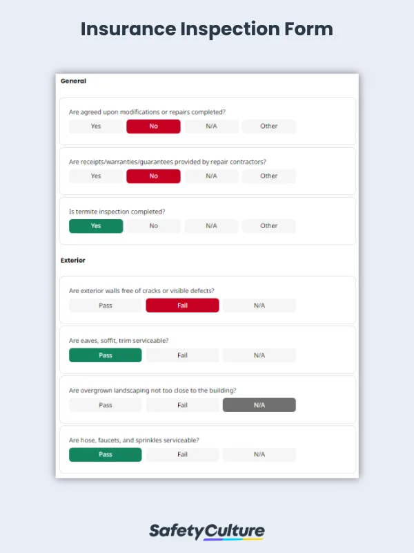 Insurance Inspection Form