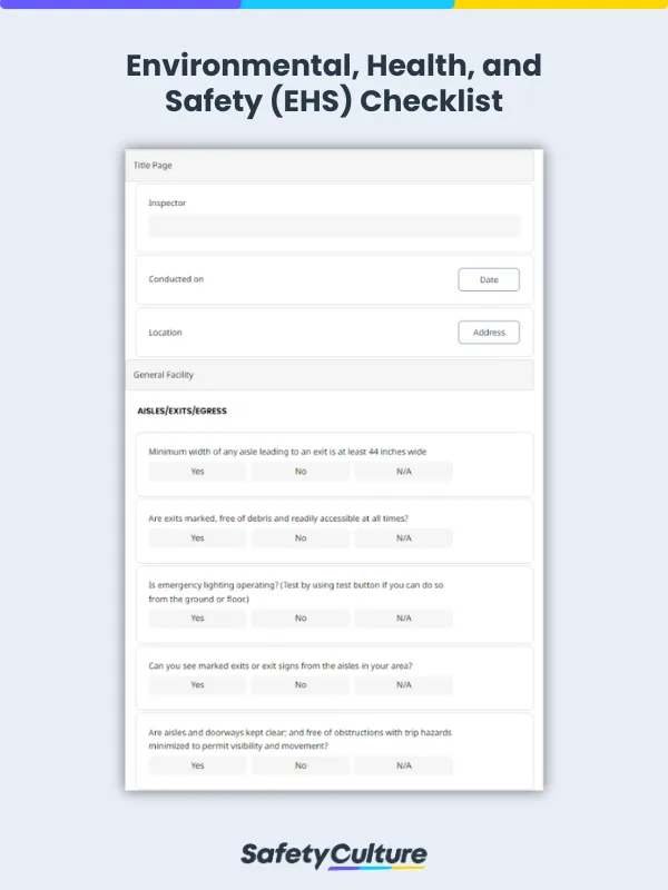 Environmental, Health, and Safety (EHS) Checklist