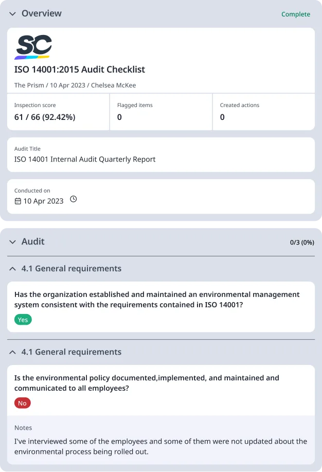 ISO 14001 Checklist Digital Report