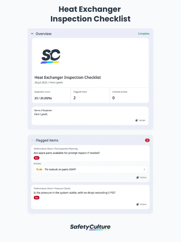 Free Heat Exchanger Inspection Checklist