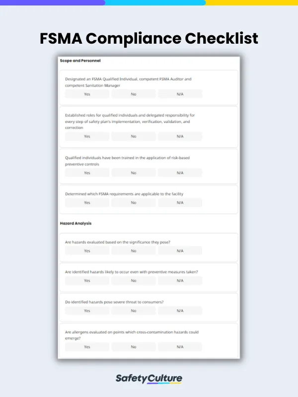 FSMA Compliance Checklist