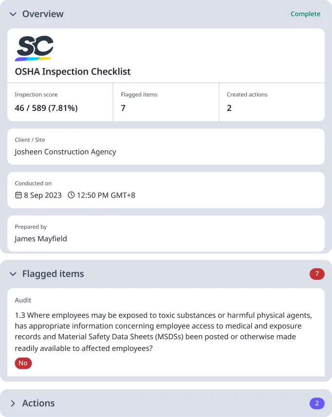 OSHA Inspection Checklist Hero