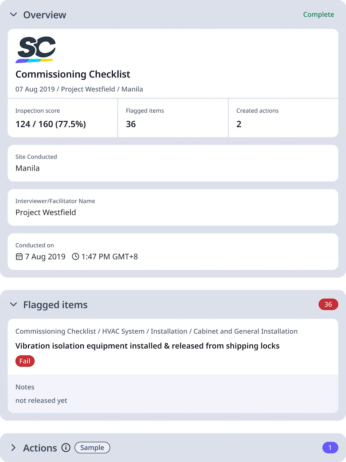 Commissioning Checklist