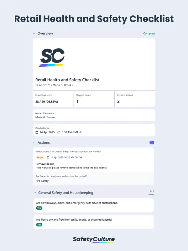 Retail Health and Safety Checklist