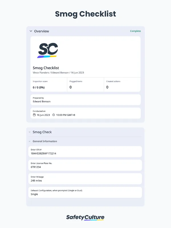 smog checklist template