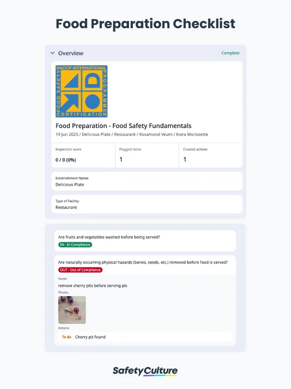 Food Preparation Checklist