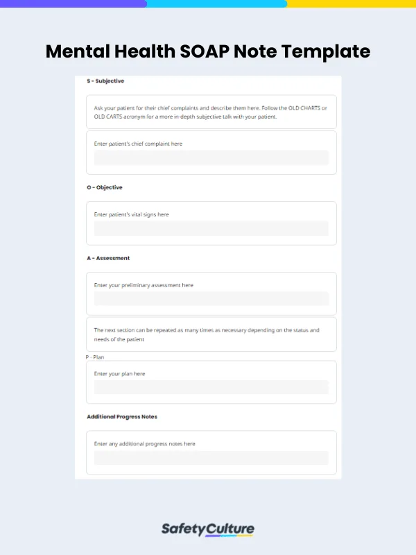 mental health soap note template