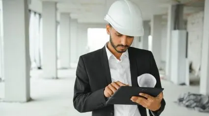 a property investor conducting site visit and due diligence checks using a real estate due diligence checklist on a tablet|Real Estate Due Diligence Checklist Sample Report|Real Estate Due Diligence Checklist