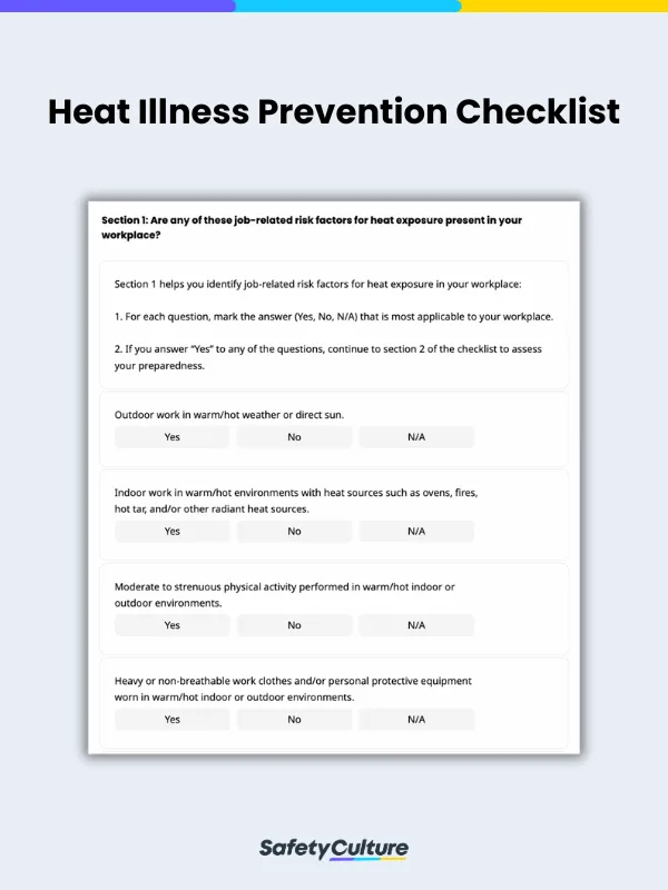 Heat Illness Prevention Checklist | SafetyCulture