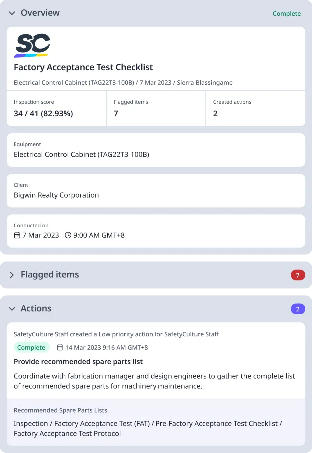 Factory Acceptance Test Checklist Digital Report