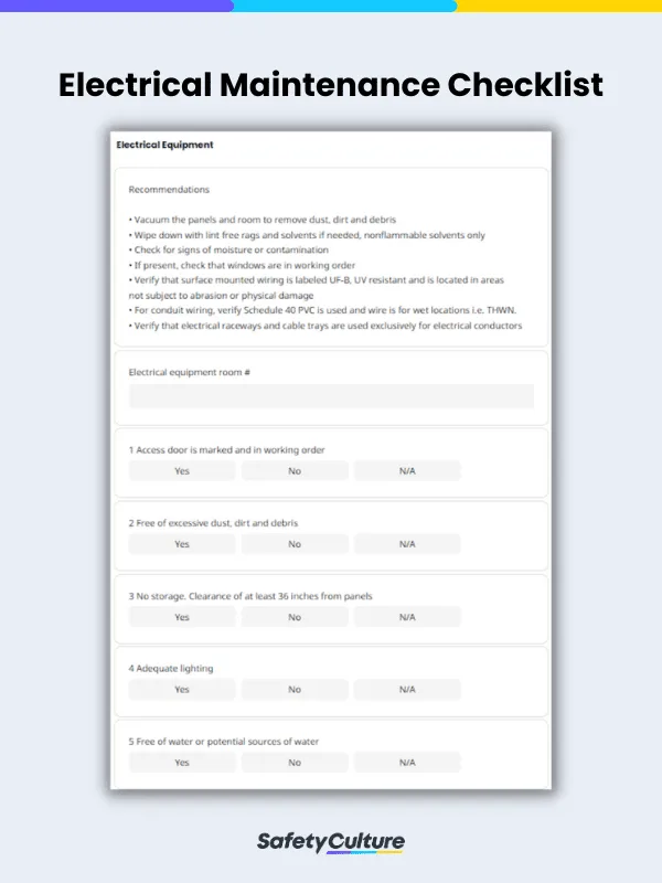 Electrical Maintenance Checklist