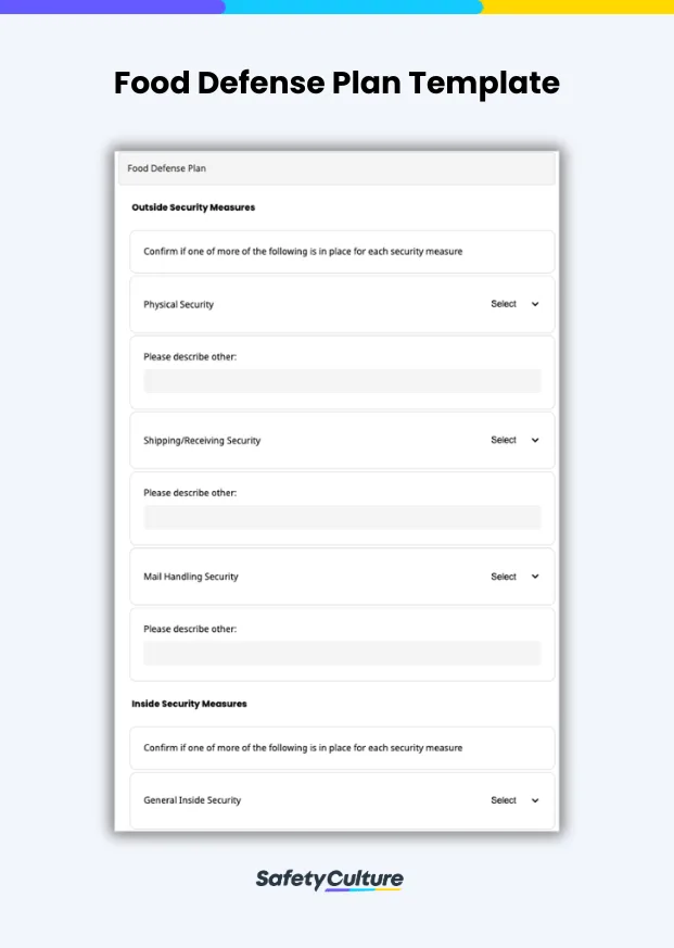 Food Defense Plan Template