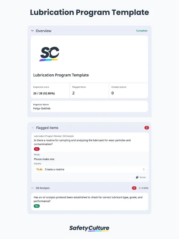 Free Lubrication Program Template