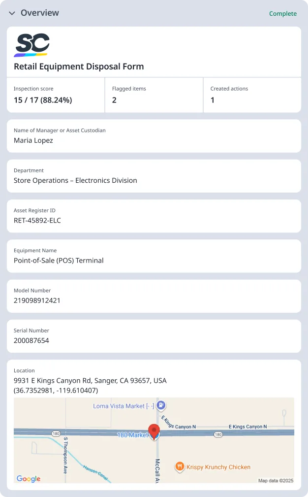 Retail Equipment Disposal Form