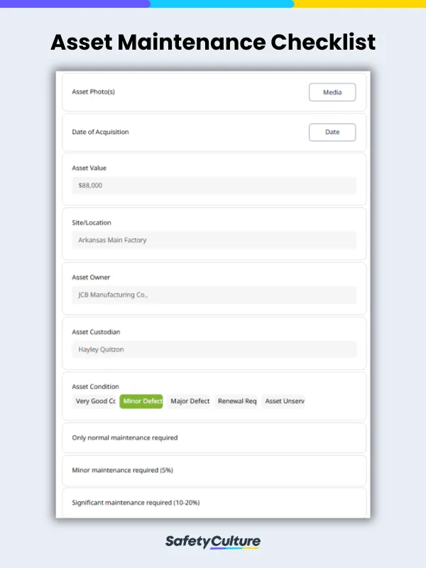 Asset Maintenance Checklist