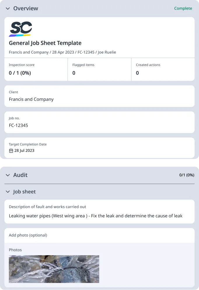 Job Sheet Template