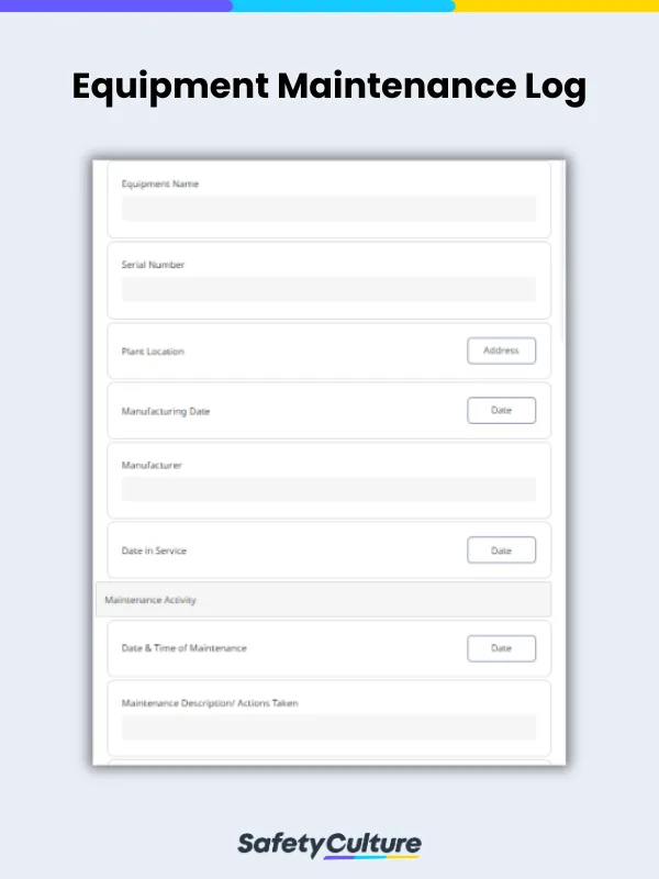 equipment maintenance log