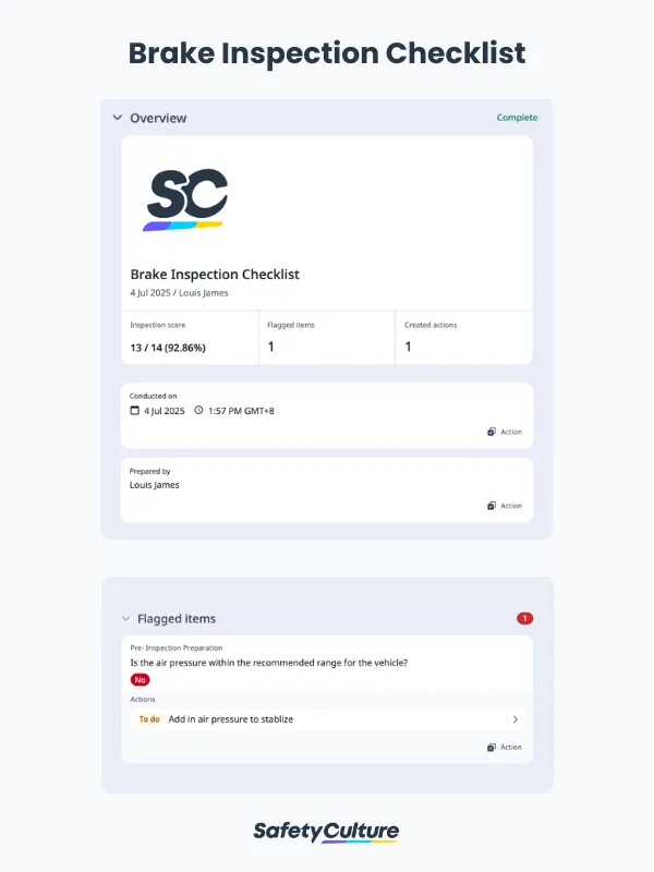 Brake Inspection Checklist