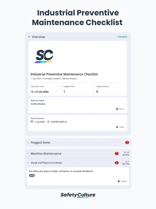 Industrial Preventive Maintenance Checklist