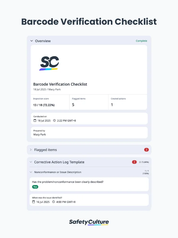 Barcode Verification Checklist
