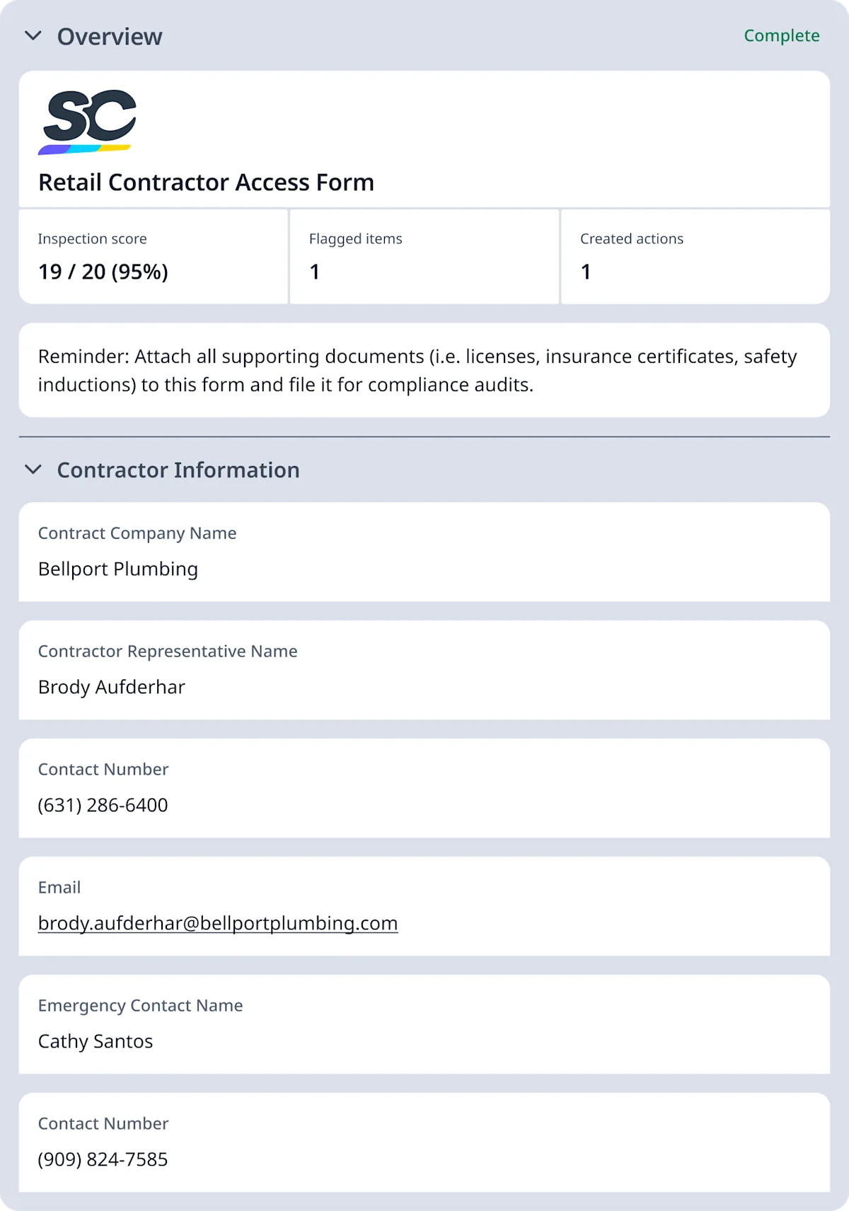 Retail Contractor Access Form