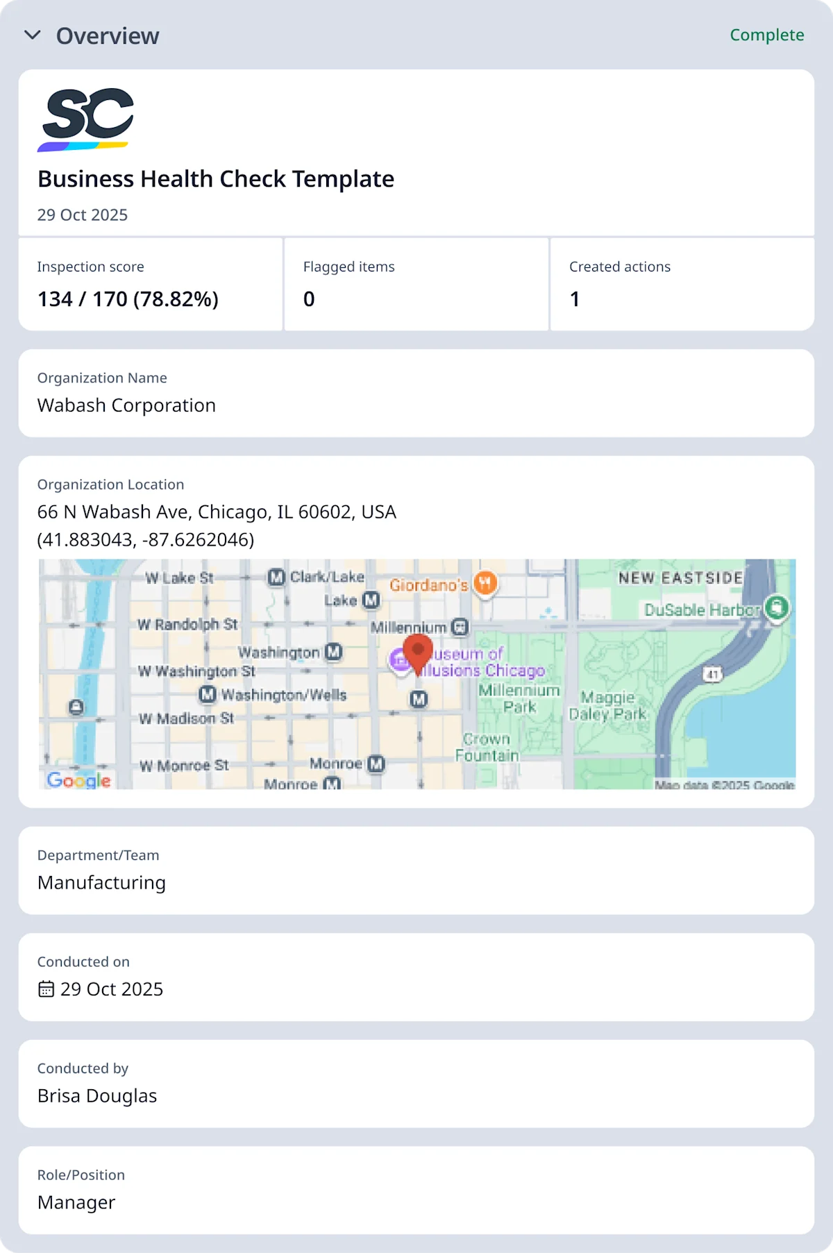 Business Health Check Template Sample