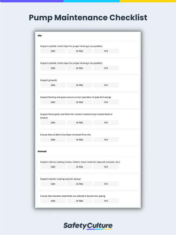 pump maintenance checklist