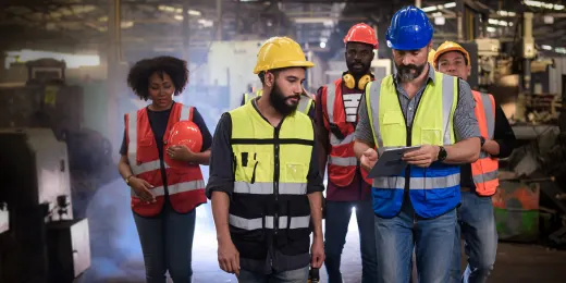 A group of inspectors doing checks using a safety walk checklist