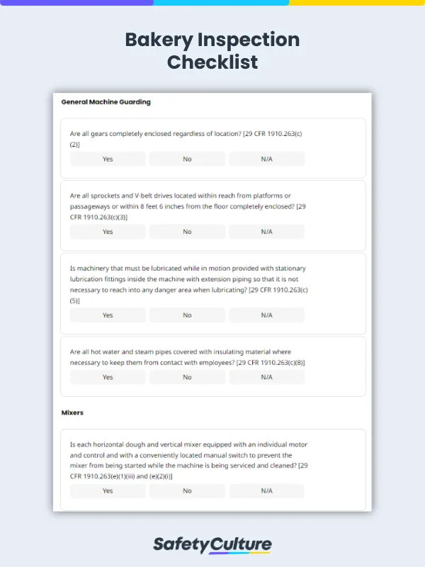 Bakery Inspection Checklist