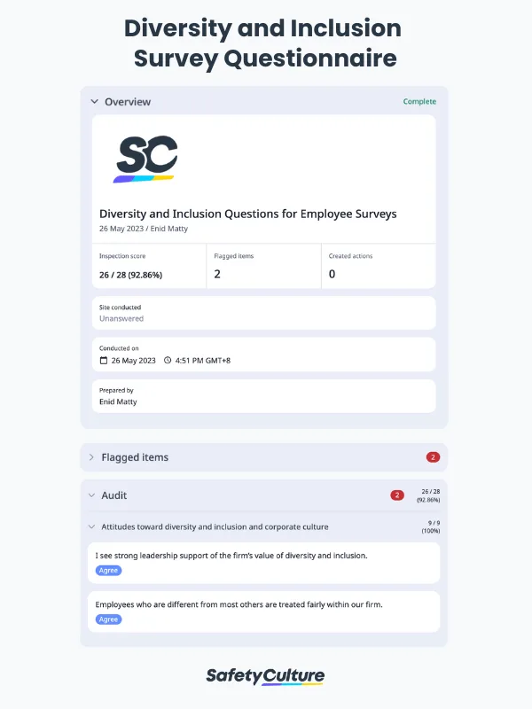 diversity and inclusion survey questionnaire
