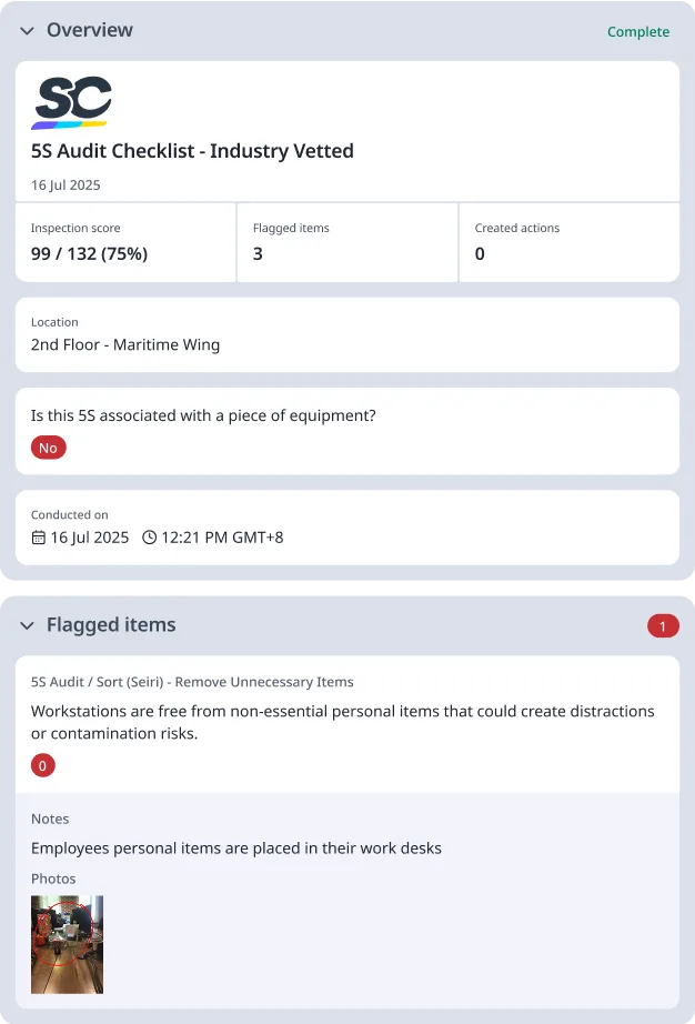 5S Audit Checklist Digital Report