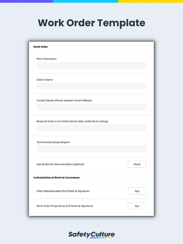 maintenance work order template